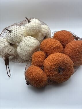 Bag Of Fabric Pumpkins Arts & Crafts Decor Perfect Harvest Orange/ White